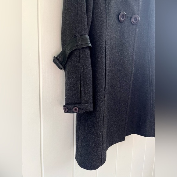 Nicole Benisti Wool Swing Peacoat Button Grey Long Unique Designer Women Medium - Picture 8 of 13